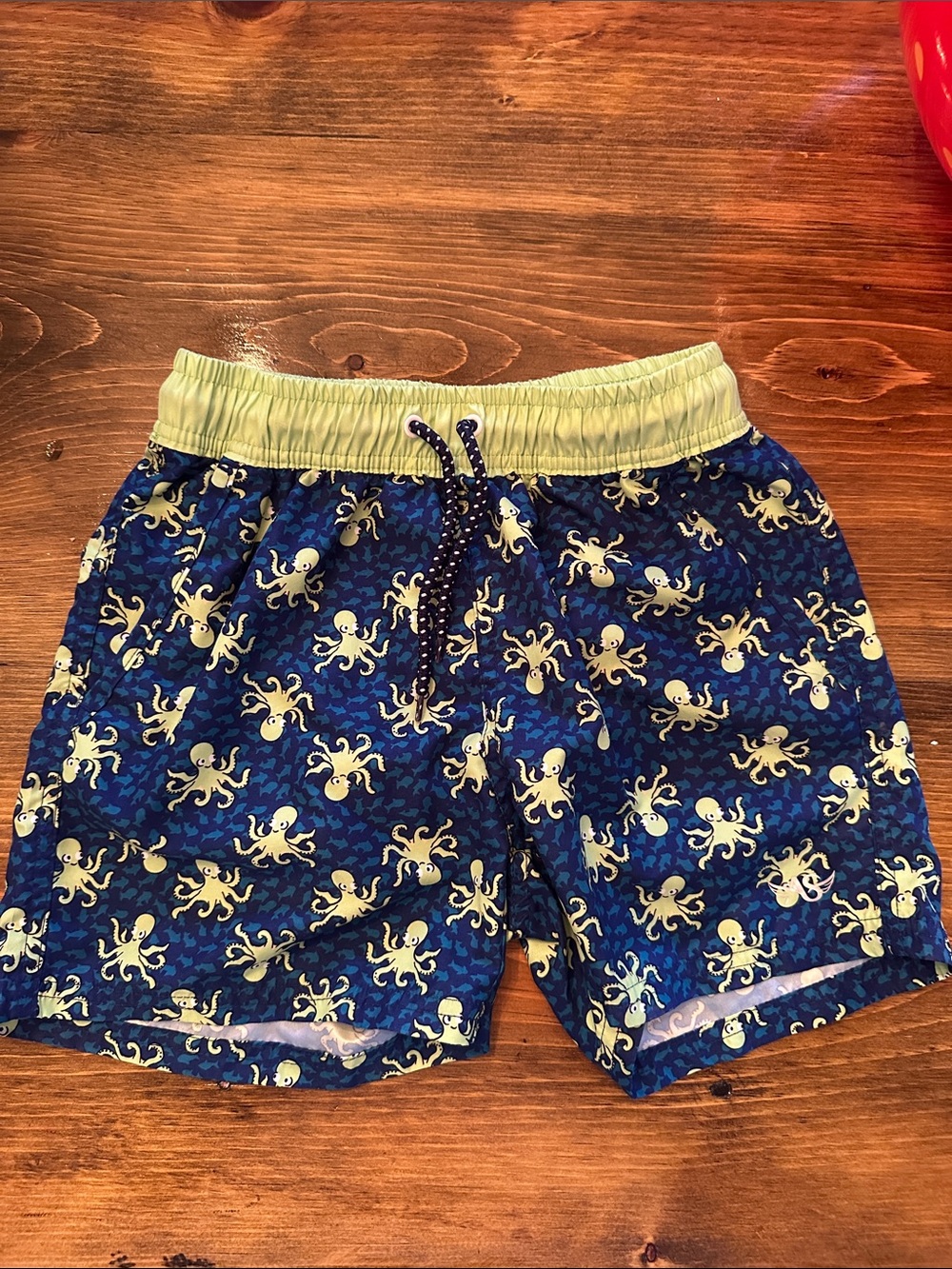 🦋 3/$20 Boys Octopus Print Swim Trunks - Navy & Lime